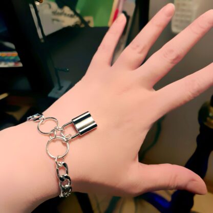 Steampunk BDSM jewelry chain bracelet lock cuff submissive slave dominant love