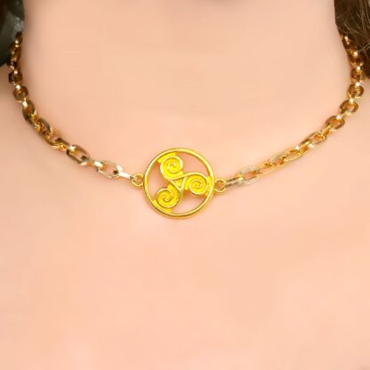 Steampunk BDSM jewelry triskele symbol day collar chain necklace