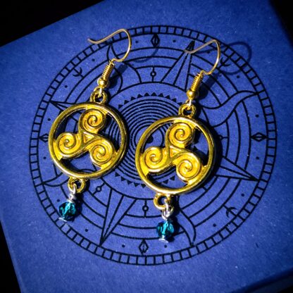 Steampunk BDSM jewelry symbol triskele emblem earrings