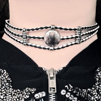Steampunk BDSM jewelry submissive day collar vegan leather choker