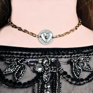 Steampunk BDSM jewelry submissive day collar heart necklace oneiroid subspace