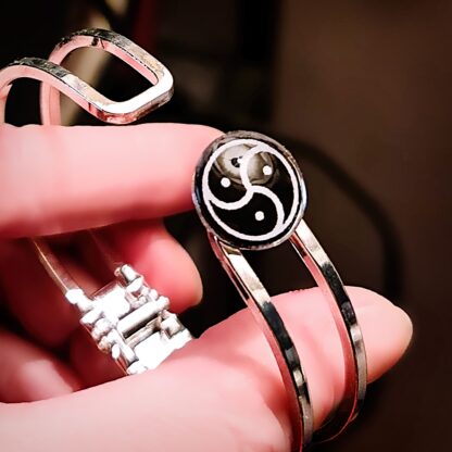 Steampunk BDSM jewelry triskele symbol dominatrix bracelet submissive sub cuff