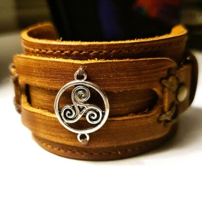 mens leather bracelet triskele symbol