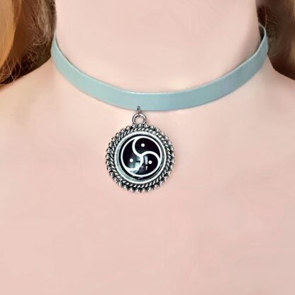 day collar triskele sub necklace vegan leather choker