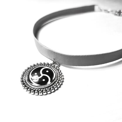 day collar triskele sub necklace vegan leather choker