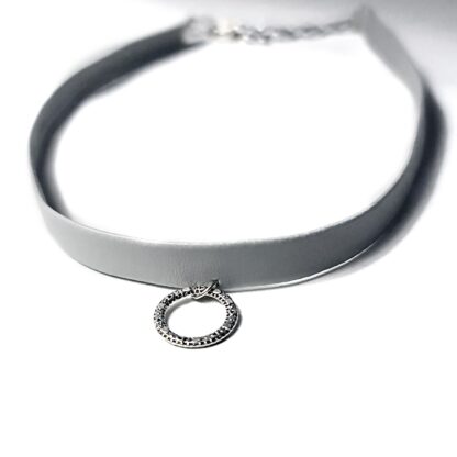 o-ring collar vegan leather necklace